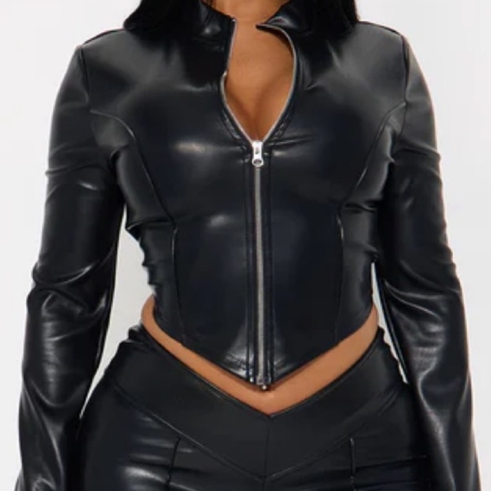 NWT! Black Faux Leather Shirt Jacket